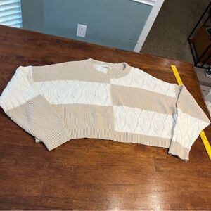 Altar'd State cropped Beige and Cream Knit Sweater size XL